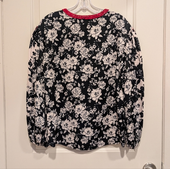 Sachin + Babi Chelsea Blouse Floral Black and White Long Sleeve Blouse XS - Picture 4 of 6